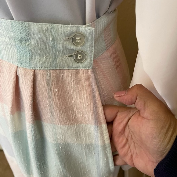 Karen Scott plaid pastel skirt size 10 - Picture 2 of 7